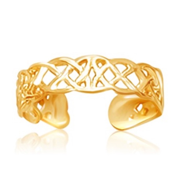 14k Yellow Gold Celtic Knot Toe Ring Elegant & Dainty Foot Jewelry - Picture 1 of 1
